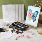 Cholemy 36 Pcs Paint and Sip Kit for Adults 8''x10'' Pre Drawn Canvas for Painting DIY Afro Acrylic Painting Kit Wood Easel Brushes Date Night Bulk for Christmas Party Gifts(Butterfly)