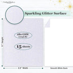 Cardstock Warehouse Diamond Print Inkjet Glitter - Premium White Glitter Cardstock Paper – 15 Sheets, 8.5 x 11" - 104 lb/280 GSM for Inkjet Printing, Die-Cutting, Card Making, Crafts, and DIY Projects