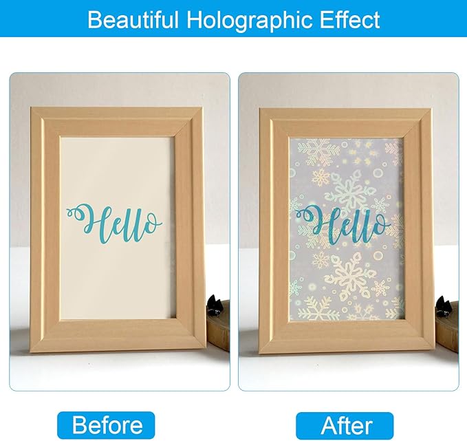 PATIKIL 11.7x8.3" Holographic Sticker Paper, 20Sheets A4 Polypropylene Self-adhesive Transparent Waterproof Laminate Overlay Film for Photo Cards Scrapbook Decorations, Snowflake