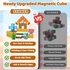 Magnetic Blocks, 100PCS Magnetic Building Blocks, Stacking Magnets for Kids, Sensory Toy for STEM Constructions Magnet Blocks for Boys Girls Age 3+, Christmas Birthday Gifts