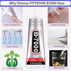 B7000 Adhesive Rhinestones Glue for Crafts, 2PCS 110ml / 3.7 fl oz with 5 Dotting Pen Tool, Wax Pencil and Tweezer, Jewelry Glue for DIY Craft, Makeup, Shoes, Jewelry Making, Nail Art