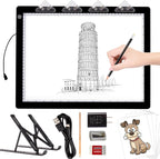 A3 Light Pad with Foldable Stand, UL Certified Adapter, 8000 Lux Super Bright Ultra Thin Pad for Cricut Weeding Vinyl, Artist Drawing Light Box/Board/Table for Tracing, Sketching - Black