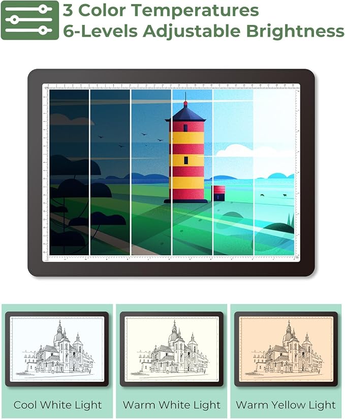 Rechargeable A4 Light Box for Tracing,Bawaslom LED Light Pad with Adjustable Stand and Strong Magnets,Ultra-Thin & Bright Tracing Board for Diamond Art,Sketching,Vinyl Weeding,Architectural Design