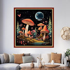 Foxhool Beginners Cross Stitch Kits Stamped Full Range of Embroidery Kits for Adults DIY Cross Stitches kit Embroidery Patterns for Needlepoint kit-Colorful Mushrooms 17.7x17.7 inch