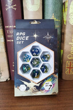 DND RPG Dice Set, Nebula Polyhedral Dice for Dungeons and Dragons, Mystery 7-Piece Set (Blue Gold)