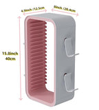wigmoa OYO-1 15.8INCH Game Storage Tower Compatible with PS5/ Xbox Series S & X/Switch, Universal Video Discs Organizer 18 PCS with 4 Controller Holder, Game Disk Box Stand (White/Pink)
