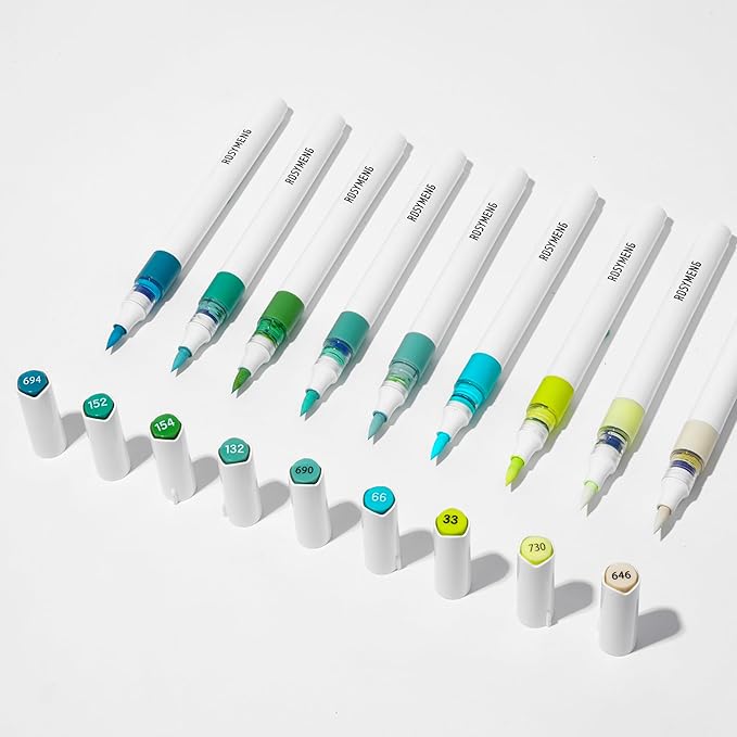 ROSYMENG 9 Color Acrylic Paint Pens,Quick-Drying Waterproof Acrylic Paint Markers, Soft Brush Tip Acrylic Markers for Canvas, Rock Painting, Wood, Stone, Glass, Ceramic, Fabric Painting, DIY Crafts