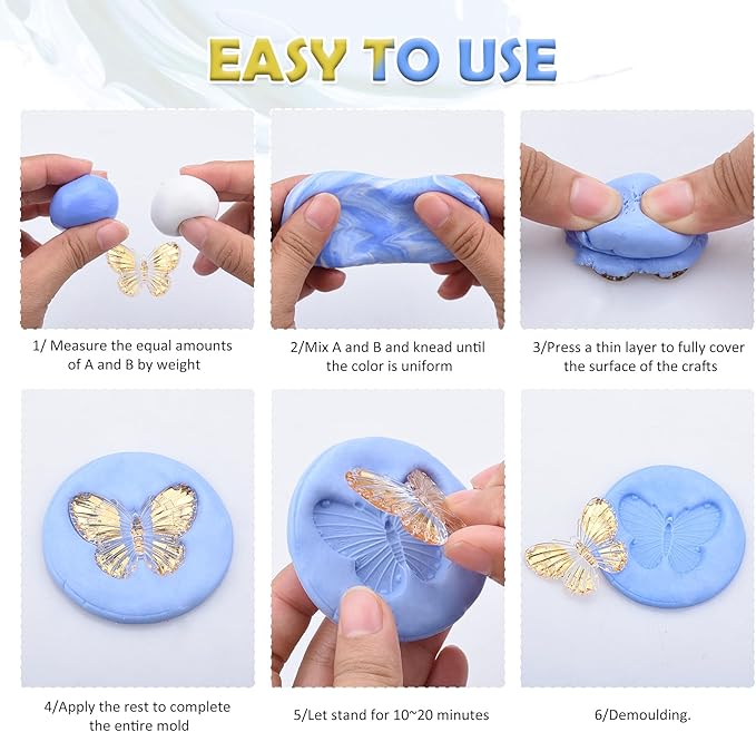 Silicone Putty - 2.5 Lb Flexible Silicone Mold Making Kit for Reusable Silicone Molds Making - Easy 1:1 Mixing Ratio Fast Cured Molding Putty for Casting, Resin Molds, Soap Mold, Candle Molds, Statues