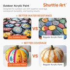 Shuttle Art Outdoor Acrylic Paint Set, 36 Colors 2oz/60ml Waterproof Acrylic Paint with 10 Brushes 1 Palette, Rich Pigmented Paints for Artists, Beginners on Rocks, Wood Crafts, Garden Statues