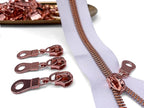 Sawoake 50PCS #5 Rose Gold Metal Handle for Nylon Coil Handle Charm for Purse Handbag Craft Sewing Luggage Bag Bulk