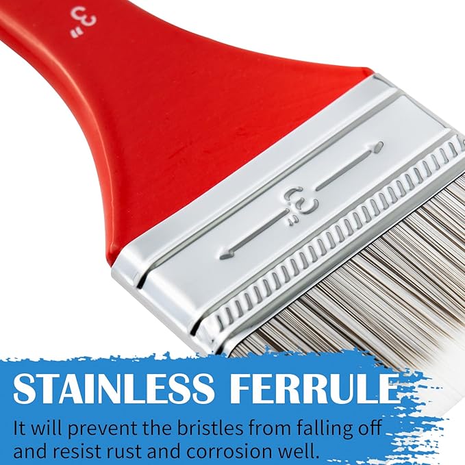 Falling in Art Flat Paddle Paint Brush with Long Handle, Large Scale Brush for Oil and Acrylic Paints, 2 Inch