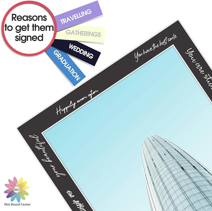 MBC MAT BOARD CENTER, 10 Pack 8x10 for 7x9 Black Picture Mats Frame Mattes, Bevel Cut, Acid Free, 4-ply Thickness