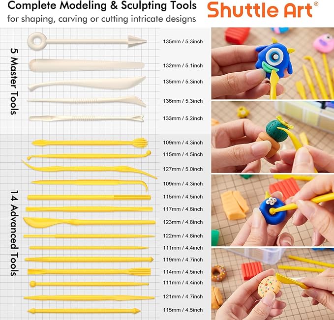 Shuttle Art 82 Colors Polymer Clay Kit with 19 Clay Tools, 16 Kinds of Accessories, Non-Toxic, Non-Sticky, Ideal DIY Art Craft Gift for Kids Adults