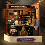DIY Miniature House Kit, Mini House Building Kit with LED & Dust Cover, DIY Wooden Dollhouse Miniature Kit for Adults Teen, Wooden Crafts Lovely Dollhouse Kit, Moon Magic