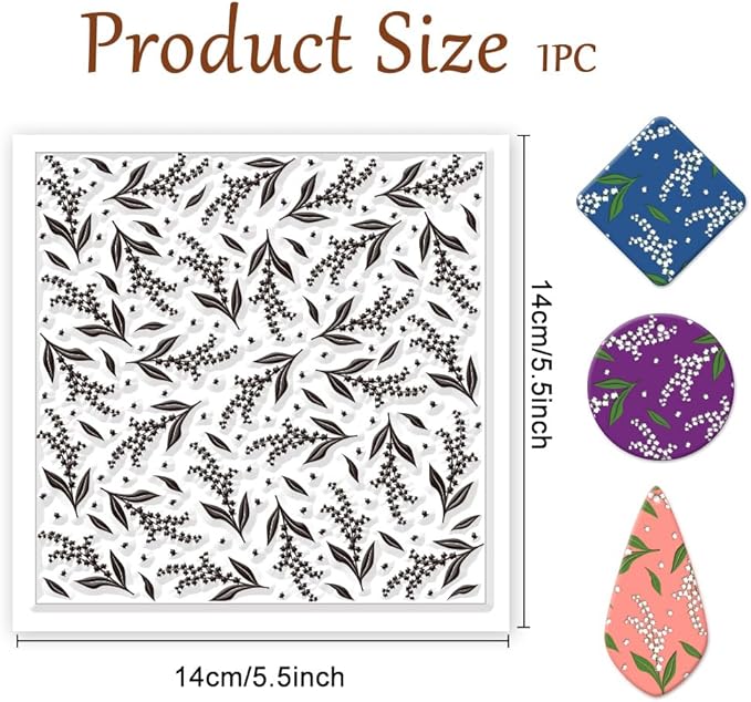 CHGCRAFT Lily of The Valley Polymer Clay Texture Sheets Flowers Silicone Texture Stamp Clay Texture Mat Modeling Pattern Pad Texture Sheets for Polymer Clay Jewelry and Clay Earrings Tools