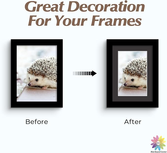 Mat Board Center, Pack of 25, 5x7 for 4x6 Black Mats - Acid Free, 4-ply Thickness, White Core - for Pictures, Photos, Framing
