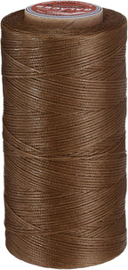 uxcell Flat Leather Sewing Waxed Thread, 270m / 295 Yards Polyester Wax String, 150D Wax Stitching Cord for Leather Crafts, Bookbinding, Bracelets Braided, Brown