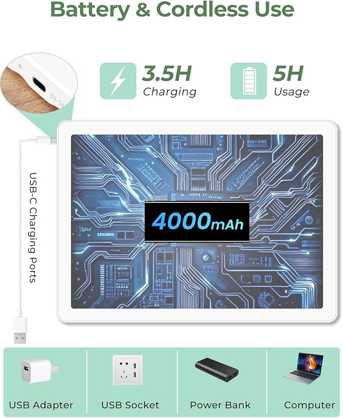 A4 Tracing Light Box for Drawing,Bawaslom Rechargeable Light Pad with Adjustable Stand and Strong Magnets,Ultra-Thin & Bright LED Drawing Board for Vinyl Weeding,Diamond Painting Art,Sketching