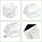 45-Sheet Hexagon Peel and Stick Backsplash, 6" x 7" White Calacatta Marble Looks Self Adhesive Wall Tile, Stone Composite Stick on Decorative Mosaic Tile for Kitchen Bathroom Fireplace