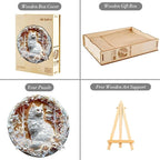 Wooden Puzzles Adults, 3D Cats Wooden Puzzles 300 Pieces, Unique Animal Shaped Wood Challenging Jigsaw Puzzles Gifts for Adults, 13.4x13.4in