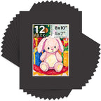 Mat Board Center, 8X10 Black Mats for 5X7 Pictures - Acid Free, 4-Ply Thickness, White Core, Bevel Cut - for Artworks, Photos, Framing - Pack of 12