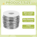 MECCANIXITY 15 Gauge Anodized Aluminum Craft Wire Bendable Bonsai Training Wire 223 Feet 1.5mm for Sculpting Crafts Wreath Floral Beading Jewelry Making, Silver Tone