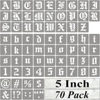 5 Inch Alphabet Letter Stencils for Painting - 70 Pack Old English Letter Stencil Templates with Numbers and Signs for Painting on Wood, Reusable Letters Stencils for Chalkboard Wood Signs & Wall Art