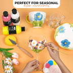 Nicpro 18 Colors Acrylic Glass Paint Set (8.45 oz, 250 ml) Large Bulk Enamel & Ceramic Painting Supplies Kit for Wine Bottle Glass Jars Windows with Sponge & Art Knife, Opaque Gloss Finish