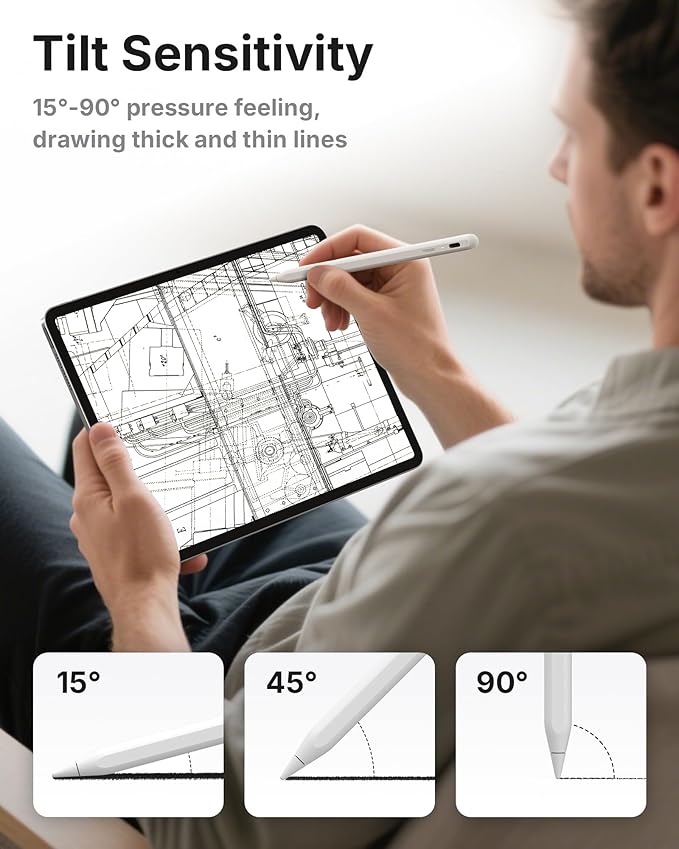 Metapen Pencil A8 V4 for iPad 2018-2025, Upgrade Magnetic Attraction, 2X Fast Charge, Low Latency Stylus Pen for iPad 11-6th Gen, Pro 12.9/11/13-inch M4, Air 3/4/5/M2/M3, Mini 5/6/7th A17 Pro