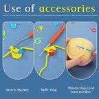 34 Pcs Adjustable Crochet Ring Set, 8 Pcs Knitting Ring, Tension Rings for Crocheting, Crochet Ring for Finger, Stitch Markers Plastic Needles for Crocheting, Crochet Accessories with Storage Box
