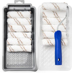 Mister Rui Paint Roller Kit, 16 Pack, 4 Inch Microfiber Paint Rollers, Small Paint Roller Covers, Disposable Paint Tray Liner and Frame, Mini Rollers for Painting Walls, Doors, Cabinets