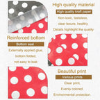 KEYYOOMY 200 Pcs Red and Black Candy Buffet Bags Small Cookie Bags Polka Dot Paper Treat Bag for Wedding Birthday Party (5 inch x 7 inch)