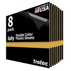 Trotec TroLase | 12"x12"x1/16", 8 Pcs | Black/Gold | 2 Ply | Modified Acrylic | Laser Engraving Double Color Plastic Sheet | Engraving Blanks for Laser, Saw, Guillotine | Made in USA