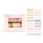 20 Rolls Basic Washi Tape Set Japanese Arts Adhesive Tapes Simple Patterns Decorative Masking Tape Sets for Craft, Kids, Scrapbook, DIY, Gift Wrapping (Style Six)