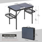 RedSwing Small Folding Table 2ft, Adjustable Height with Extra Space, Lightweight and Portable Aluminum Frame Camping Table for Outdoor Indoor Picnic, Black