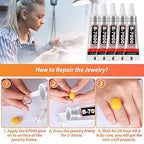 B7000 Clear Adhesive with Precision Tips, 5 PCS B-7000 Jewelry Bead Glue for Diamond Rhinestone Applicator Tools Set - Strength Adhesive for Nail Art DIY Crafts Clothes Shoes Bags