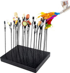 LAMXD Model Painting Stand Base (19 x 14 Holes) and 26PCS Alligator Clip Sticks Set (with Rubber Tips) Modeling Tools for Airbrush Spray, for Model Parts Holder (7.87 x 5.9Inch)