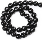 32pcs 12mm Natural Faceted Black Agate Stone Beads for Jewelry Making Energy Healing Beads DIY Bracelet Necklace Accessories 15" (12mm, Faceted Black Agate)