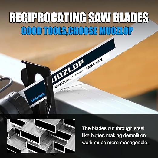 10 Pack 6inch Reciprocating Saw Blades Set,18 TPI High Carbon Saw Blades, Metal Saw Blades with Organizer Case (10, 18TPI/150mm)