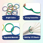 OWLKELA 1 Inch Binder Rings, Office Book Rings, Loose Leaf Rings, 50 Pcs Metallic Assorted Colors