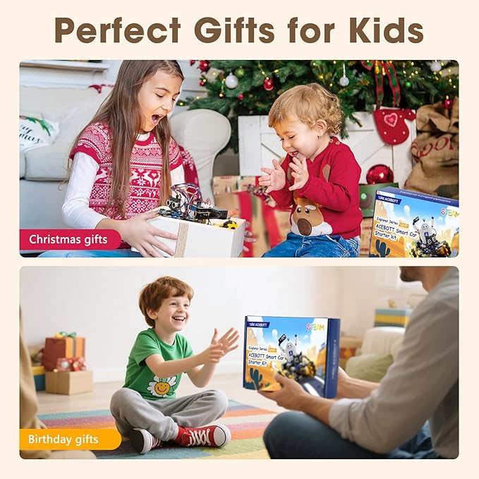 ACEBOTT Robot Kit, Robotics for Kids Ages 8-12 12-16, STEM Toys for Boys with Remote & App Control, Arduino & Scratch Compatible, Science Kits for Kids Age 8-12 12-16, Gift for Boys & Girls(Yellow)