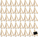 40 Pack 5 Inch Mini Wood Easel Stand Mini Wood Display Easel Wooden Tripod Holder Stand for Painting Portable Canvas Photo Picture Sign Displaying Small Business Cards Artist Phone Wedding