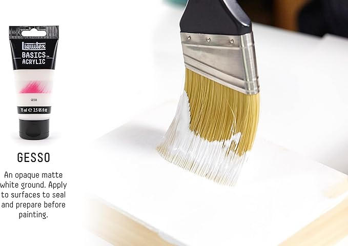 Liquitex BASICS Gesso Surface Prep Medium, 250ml (8.4-oz) Tube, White