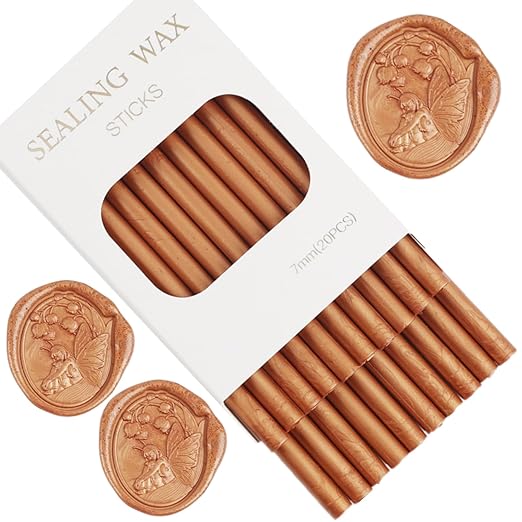 Copper Wax Seal Sticks, ONWINPOR 20pcs Glue Gun Wax Sealing Sticks for Waxs Seal Stamp, Wedding Invitations, Envelope Letter Sealing (20, Copper)