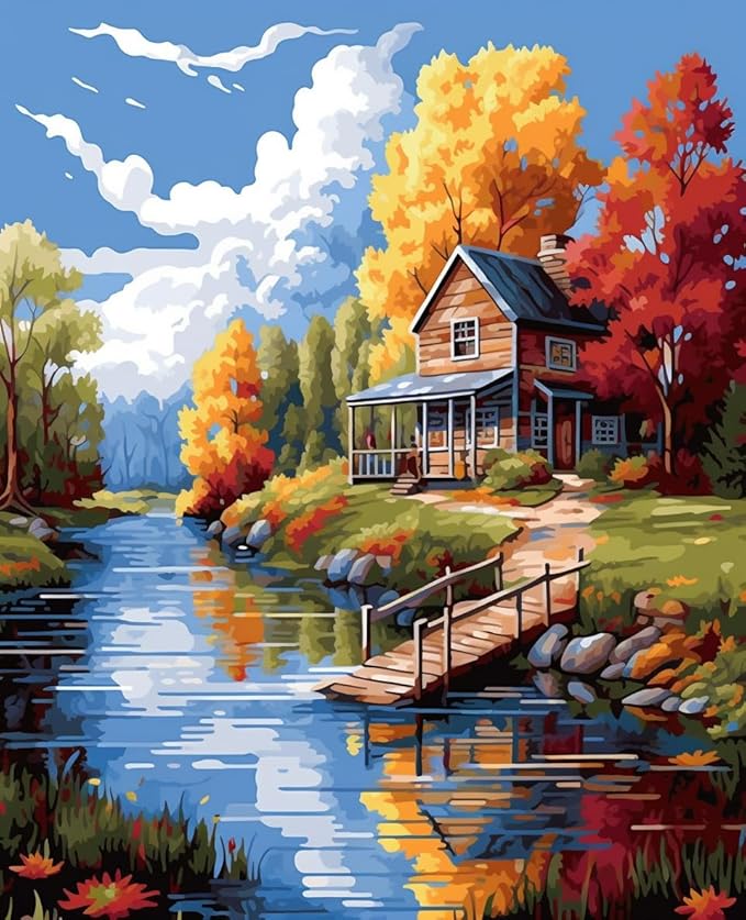 14CT Counted Cross Stitch Kits for Adults Mountain Flowers Stamped Cross Stitch Kits for Adults Clearance (Mountain 7)