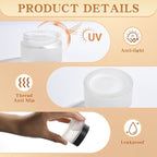 Glass Jars with Lids,Eco-Friendly Cosmetic Containers with Airtight Black Lids & Liners, Multi-Color Options for Cream, Lotion, Body Butter, DIY Skincare Travel Jars (Clear Frosted, 1oz)