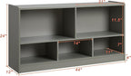 Toy Organizers and Storage, 5-Section Kids Bookshelf for Organizing Books Toys, School Classroom Wooden Storage Cabinet for Children's Room, Playroom, Nursery (Grey)
