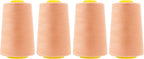 Mandala Crafts 4 Pack of Serger Threads Cones Spools - 40S/2 24000 Yards Polyester Peach Threads for Sergers Machine and Overlock Quilting Sewing Machine