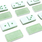 IDTQ Dominoes Set for Adults, Double 6 Dominos Game Set with 28 Domino Tiles Double with Upscale Gift Boxes -7 Polyhedral Dice -Classic Board Games (Light Green)
