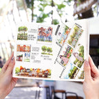 80 Sheet Nature PET & Washi Sticker Book Set, Pre-Cut Landscape Stickers for Scrapbooking, Journaling, and DIY Crafts
